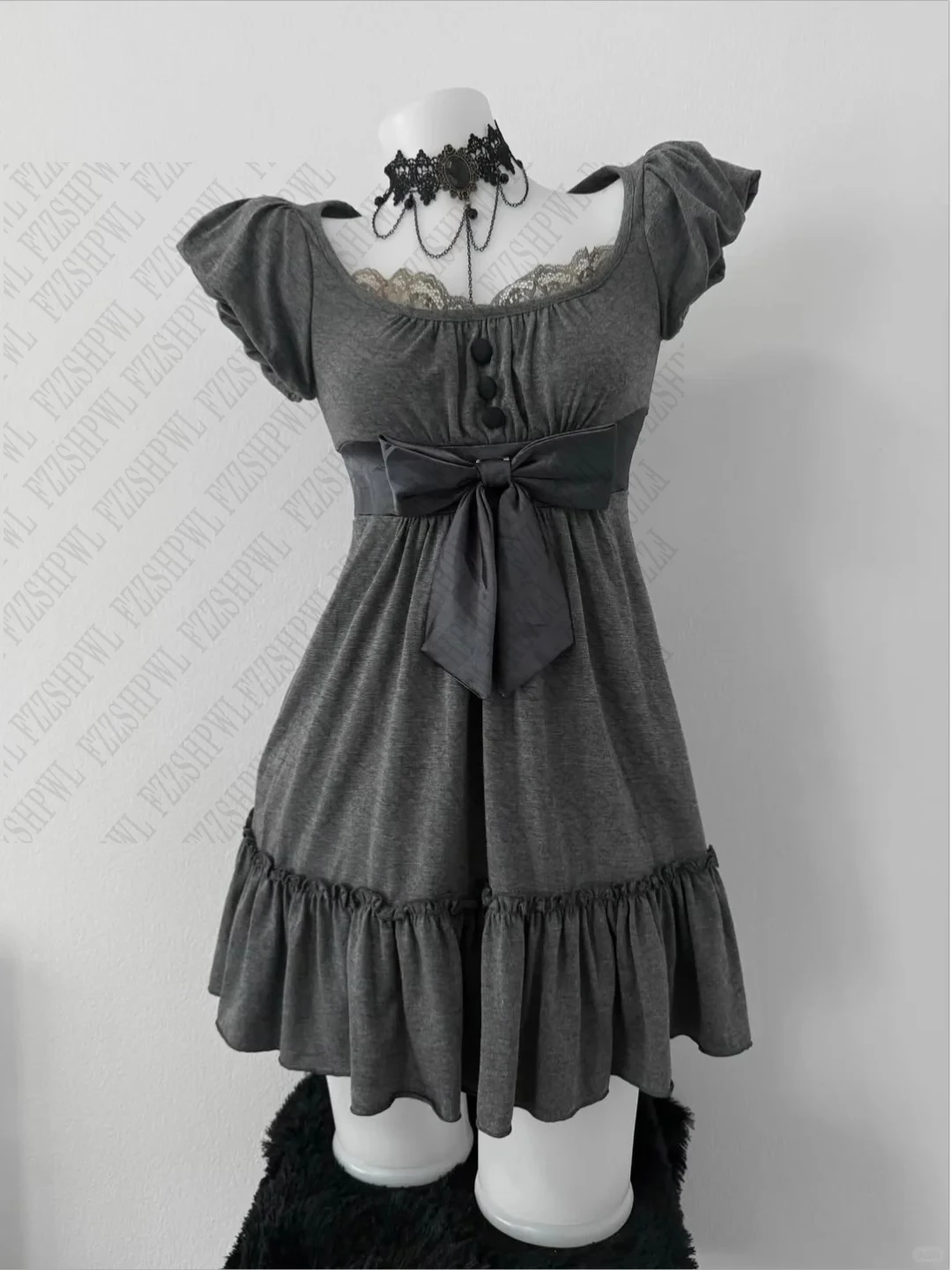 Women Grim Dress Gothica Classic Harajuku Aesthetic Frock Tide Fashion Y2K Clothing Vintage Chic Korean Slim Short-sleeve dress