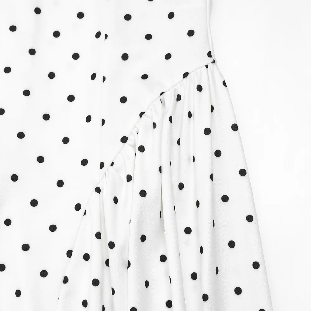 Elegant Polka Dot Long Dress Women's High Waist A-line Maxi Dresses Evening Party Summer Holiday Resort Blue Black Green White