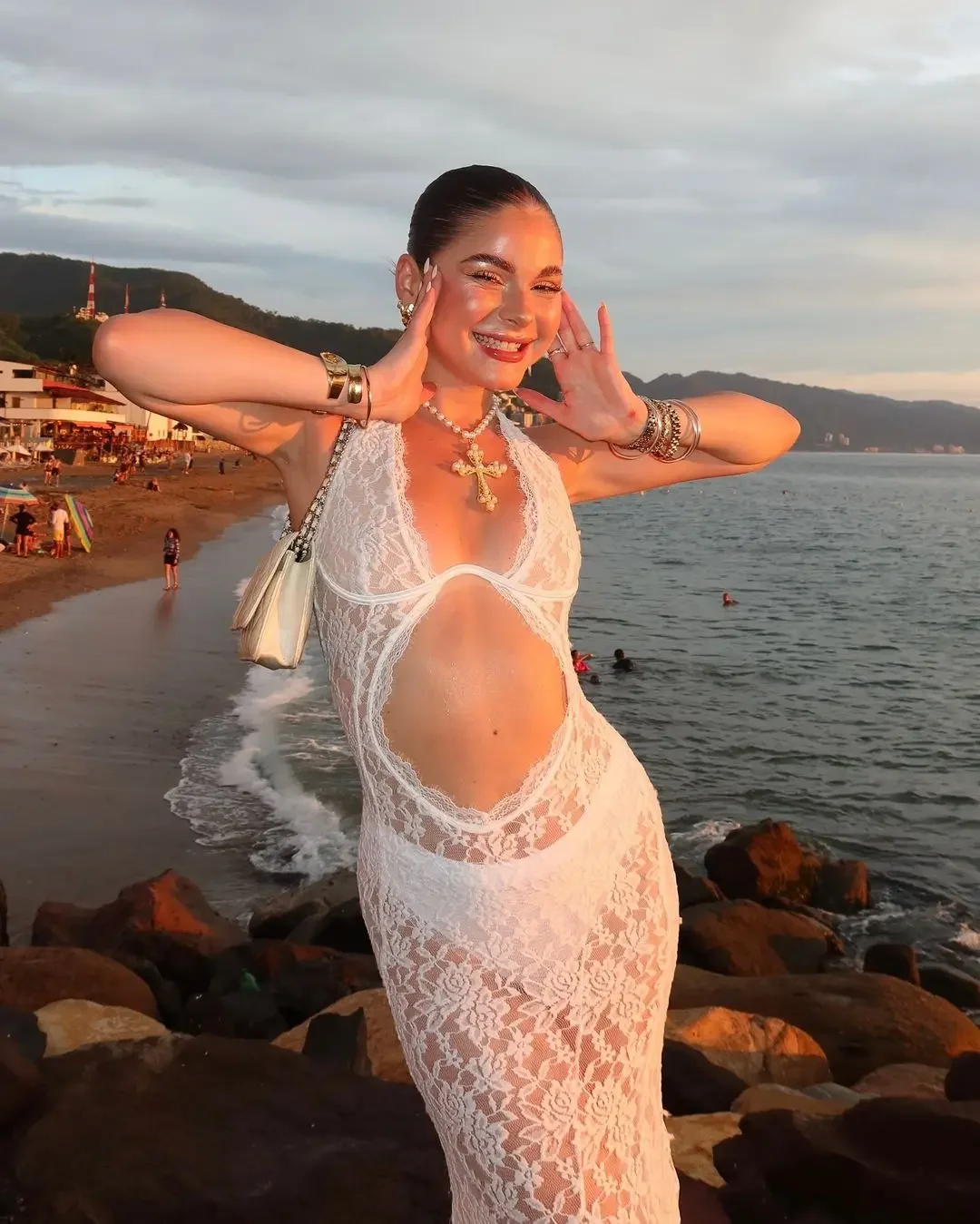 White Lace Hollow-out Halter Dress Women Sexy Sleeveless Off-shoulder Backless Maxi Vestidos 2026 Lady Vacation Beach Gowns 2026