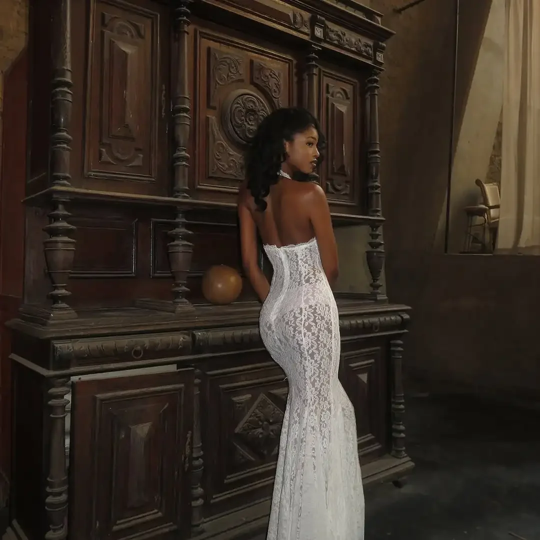 White Lace Hollow-out Halter Dress Women Sexy Sleeveless Off-shoulder Backless Maxi Vestidos 2026 Lady Vacation Beach Gowns 2026