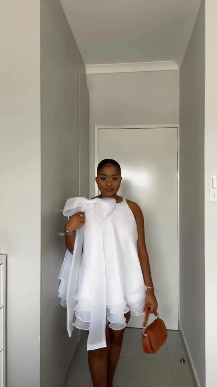 Elgant Party Evening Mini Dress for Women's Sleeveless Ruffle Bowneck White Chiffon Wedding Guest Beach Summer Dress 2026