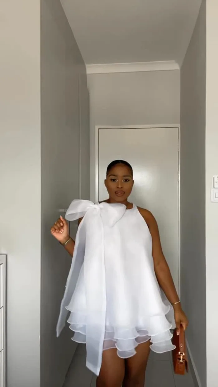 Elgant Party Evening Mini Dress for Women's Sleeveless Ruffle Bowneck White Chiffon Wedding Guest Beach Summer Dress 2026