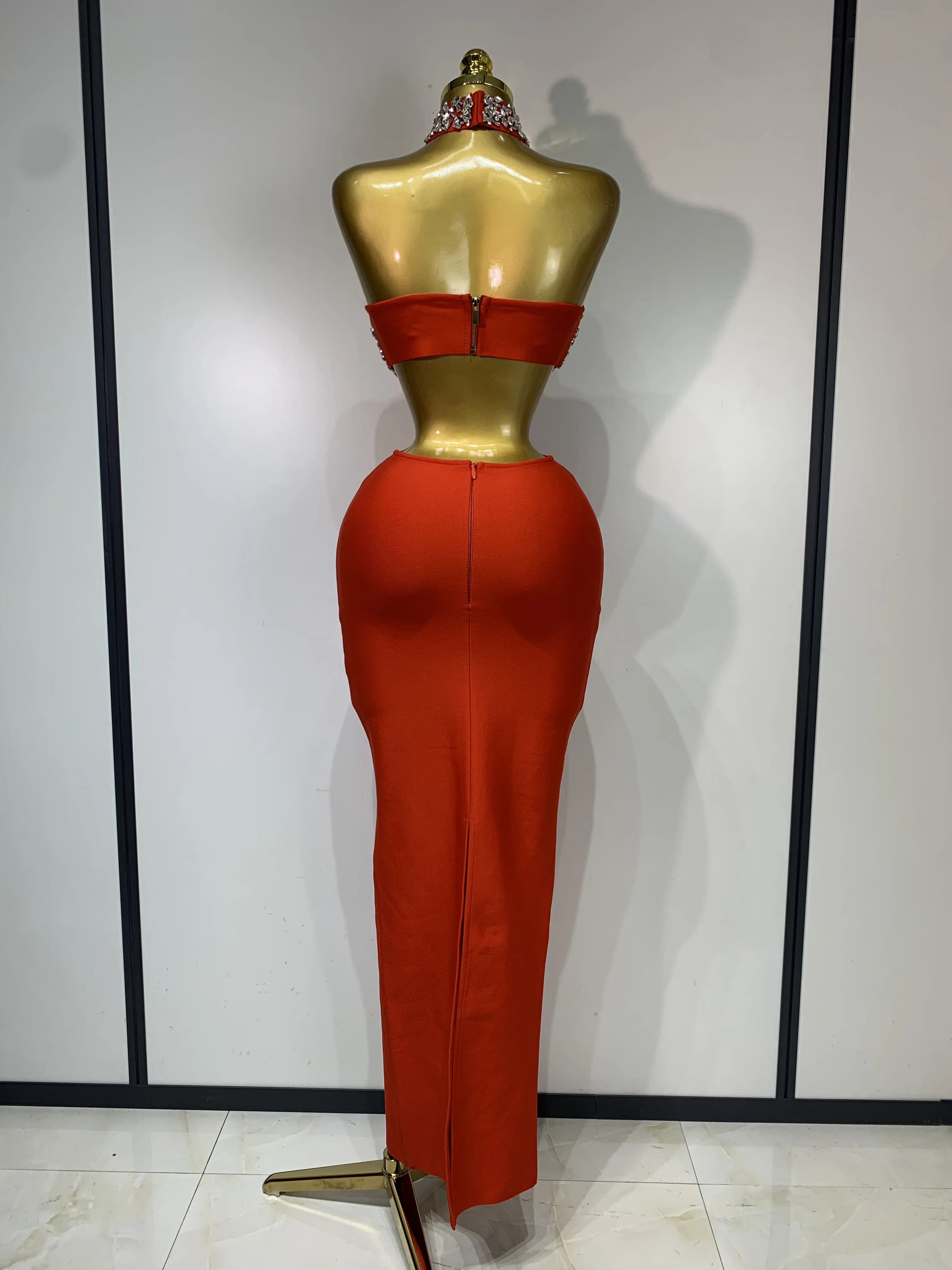 Women Sexy Backless Sparkly Crystal Diamonds Black Bodycon Bandage Dress Celebrity Elegant Evening Club Party Birthday Dresses