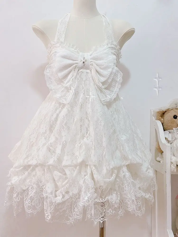 Gothic Retro Sweet Bud Mini Dress Women Harajuku Y2k Strap Dress Y2K Aesthetic Club Party Fashion Outfits