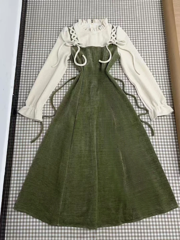 French Vintage Midi Dress Women Casual Evening Party Plaid Dress Office Lady Outwear One Piece Dress Korean Fashion Spring Chic