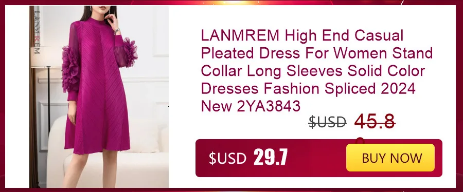 LANMREM Maxi Pleated Dress Round Neck Spliced Fungus Full Sleeve Dresses For Women 2025 New Spring Clothing 2Qa1331