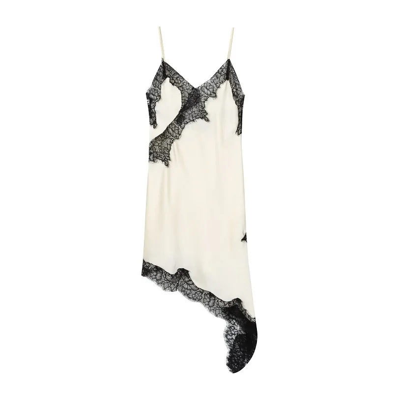 MUJER 2025 Lace Slip Dress Woman Black Backless Short Dresses for Women Asymmetric Party Women's Summer Dress Satin Sexy Dresses