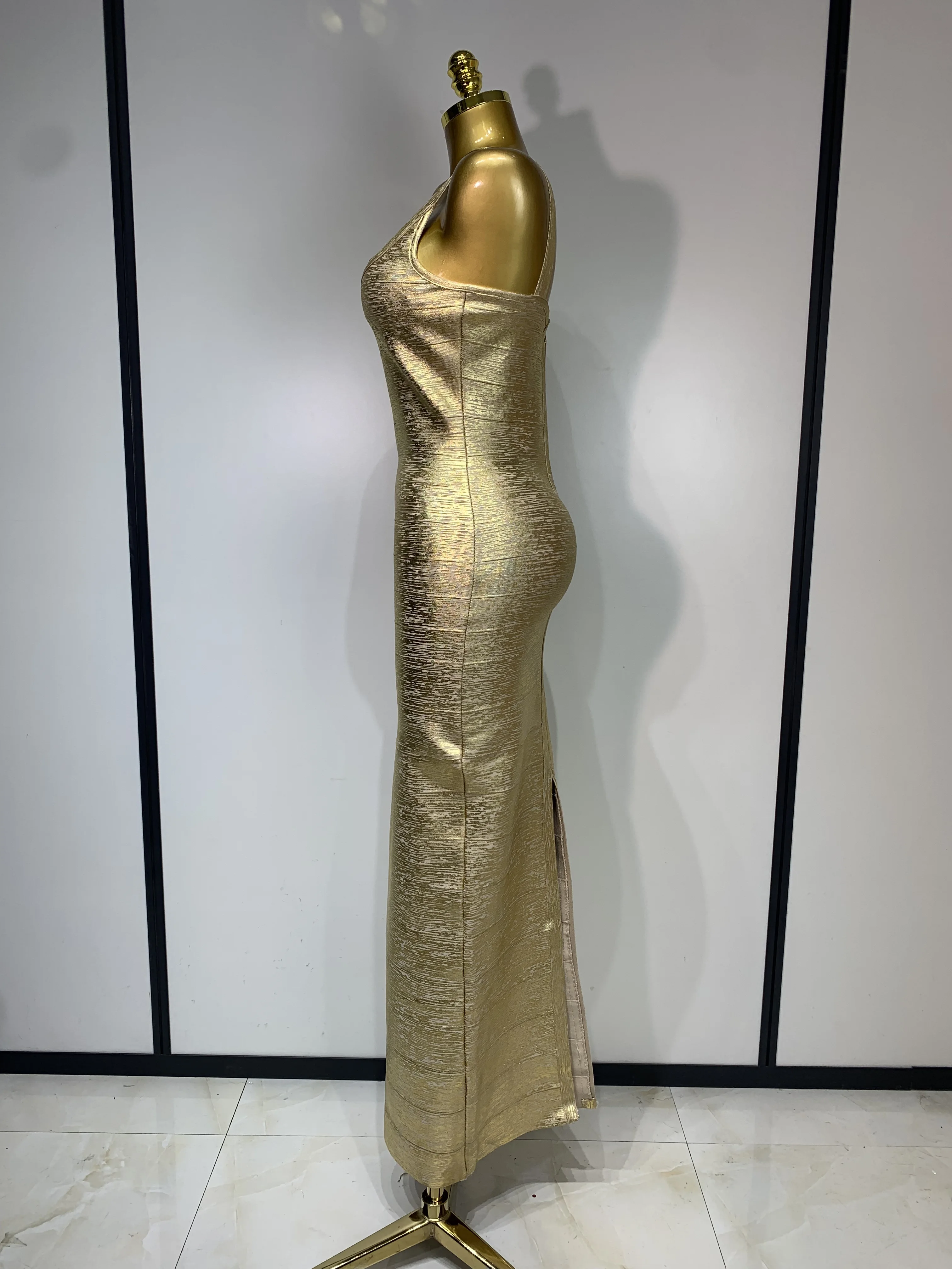 Women Sleeveless Bodycon Bandage Dress Celebrity Elegant Gold Cocktail Evening Party Luxury Birthday Dress Vestidos