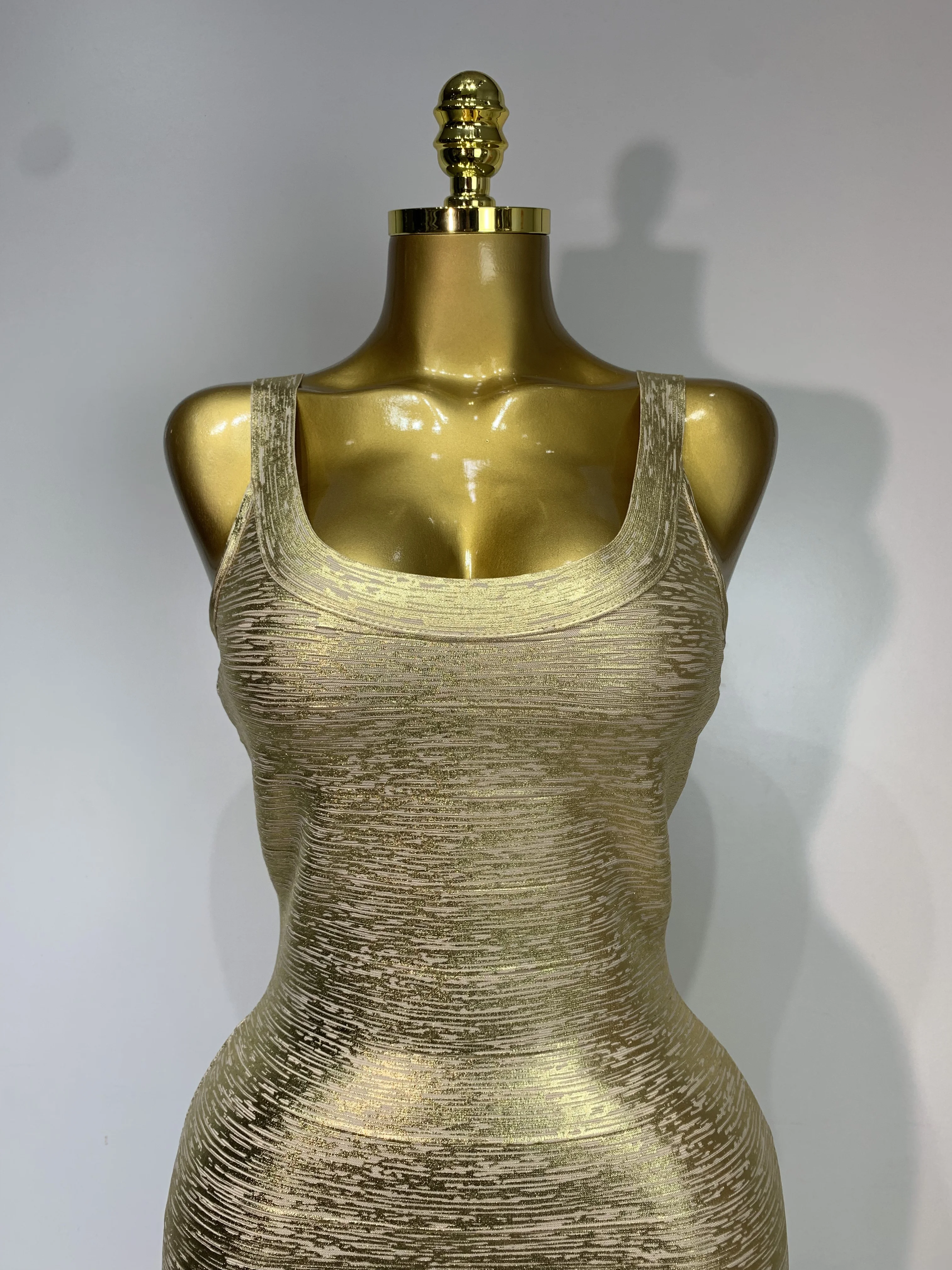 Women Sleeveless Bodycon Bandage Dress Celebrity Elegant Gold Cocktail Evening Party Luxury Birthday Dress Vestidos