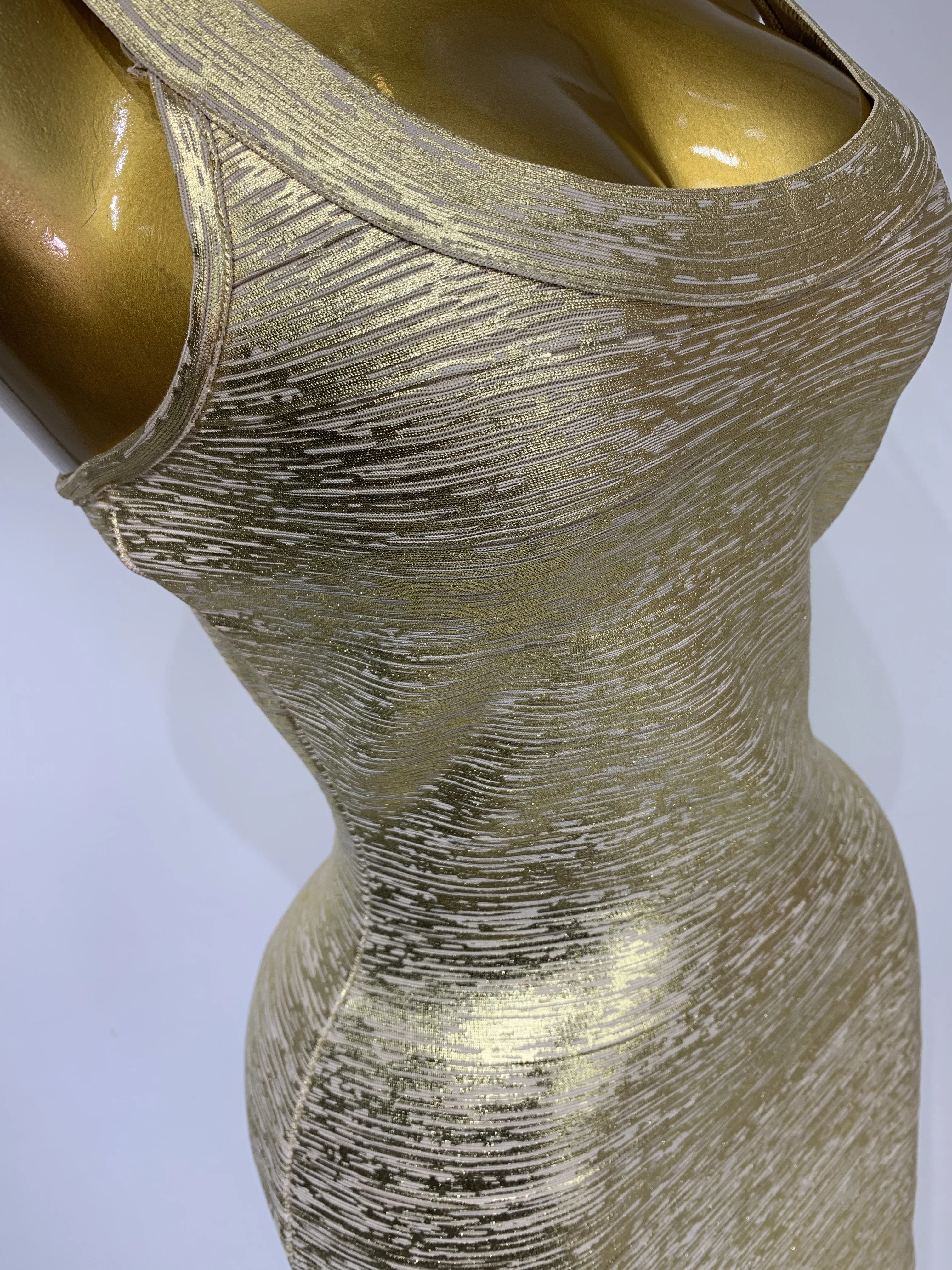 Women Sleeveless Bodycon Bandage Dress Celebrity Elegant Gold Cocktail Evening Party Luxury Birthday Dress Vestidos