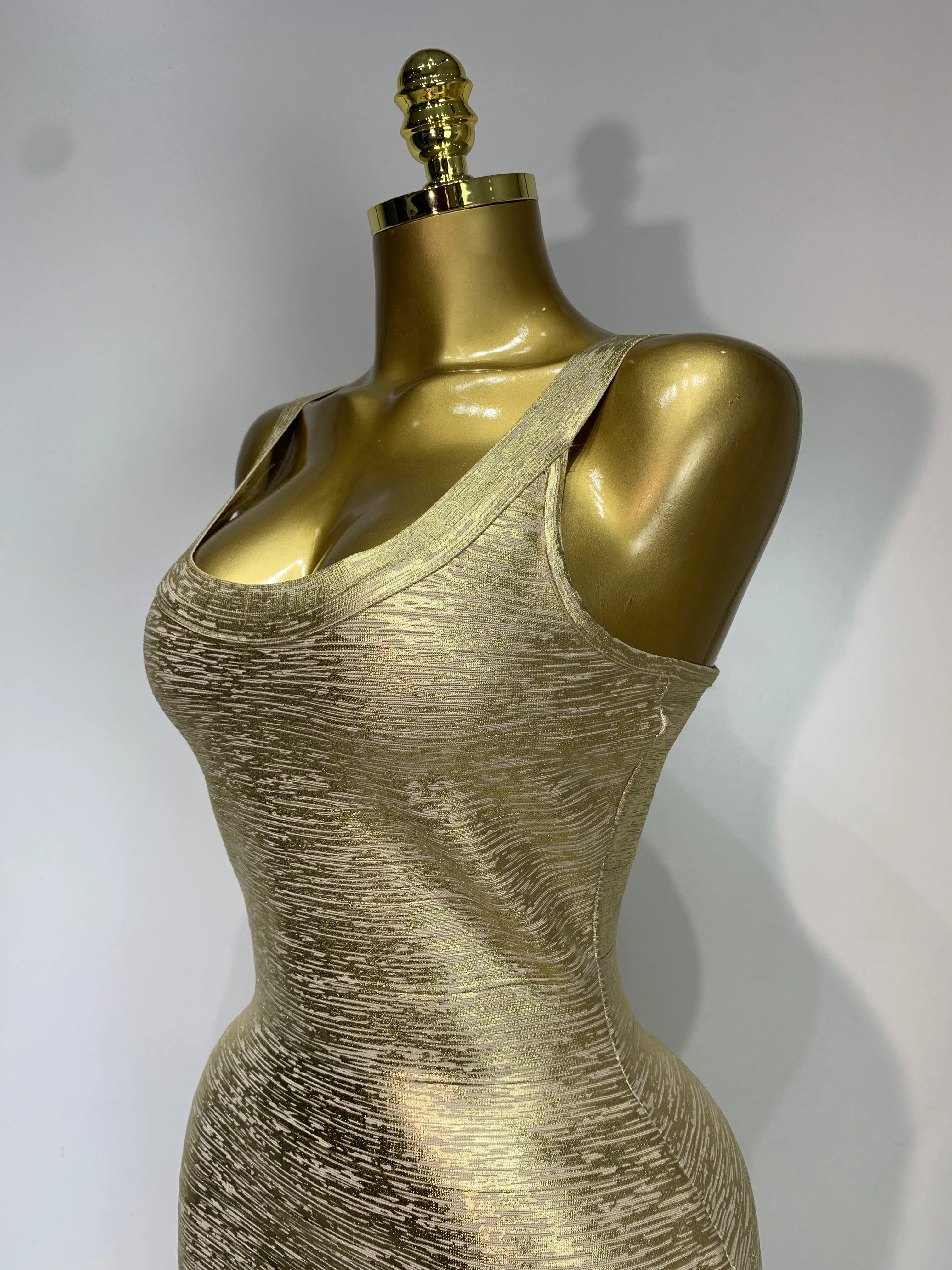 Women Sleeveless Bodycon Bandage Dress Celebrity Elegant Gold Cocktail Evening Party Luxury Birthday Dress Vestidos