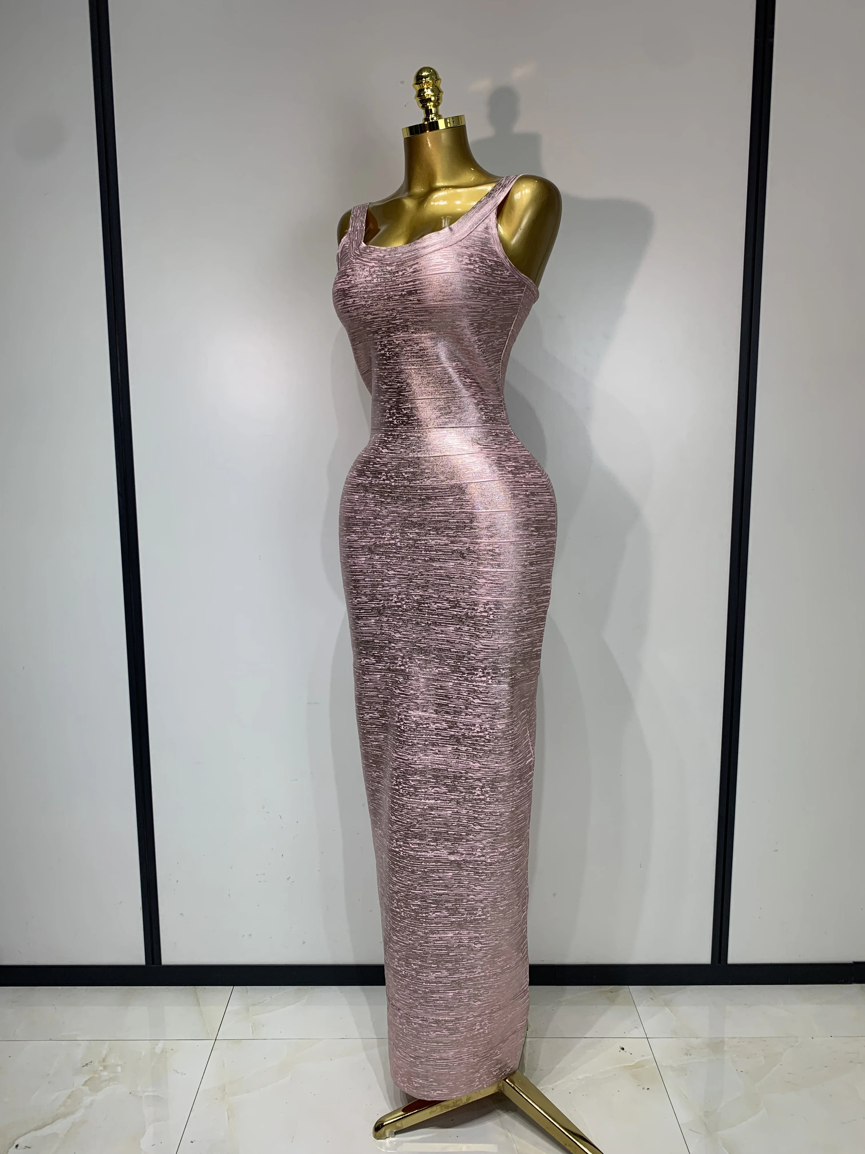 Women Sleeveless Bodycon Bandage Dress Celebrity Elegant Gold Cocktail Evening Party Luxury Birthday Dress Vestidos
