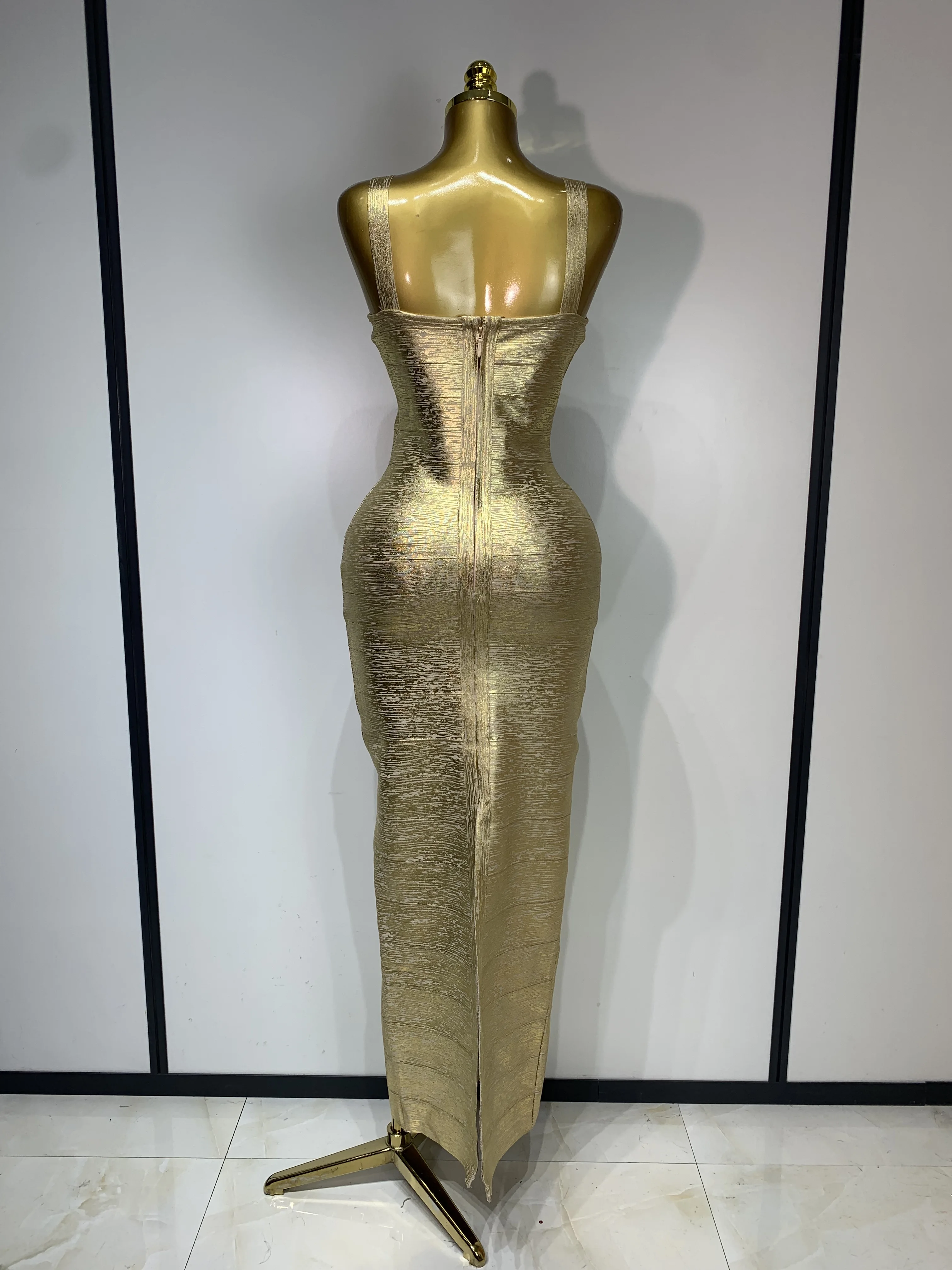 Women Sleeveless Bodycon Bandage Dress Celebrity Elegant Gold Cocktail Evening Party Luxury Birthday Dress Vestidos