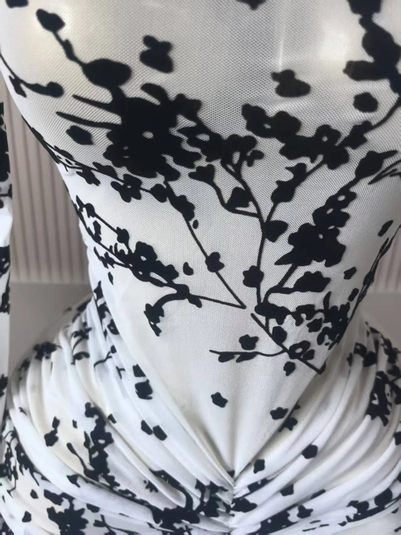 CM.YAYA Women Long Sleeve Stacked Mesh See Though with Lining Bodycon Long Dress 2025 Autumn Evening Birthday Sexy Party Dresses