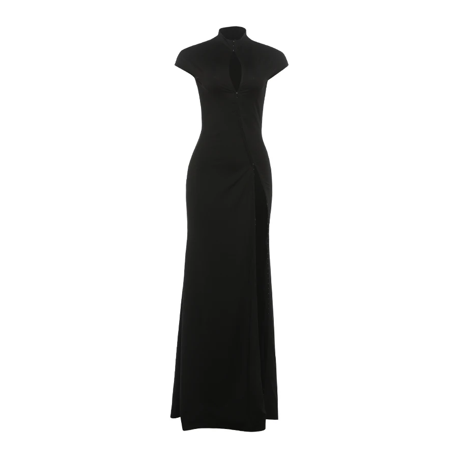 Weird Puss Coquette Elegant Dress Women Irregular Single Breasted Shoulder Wrapped Sexy Stretch Skinny Prom Club Party Bodycon