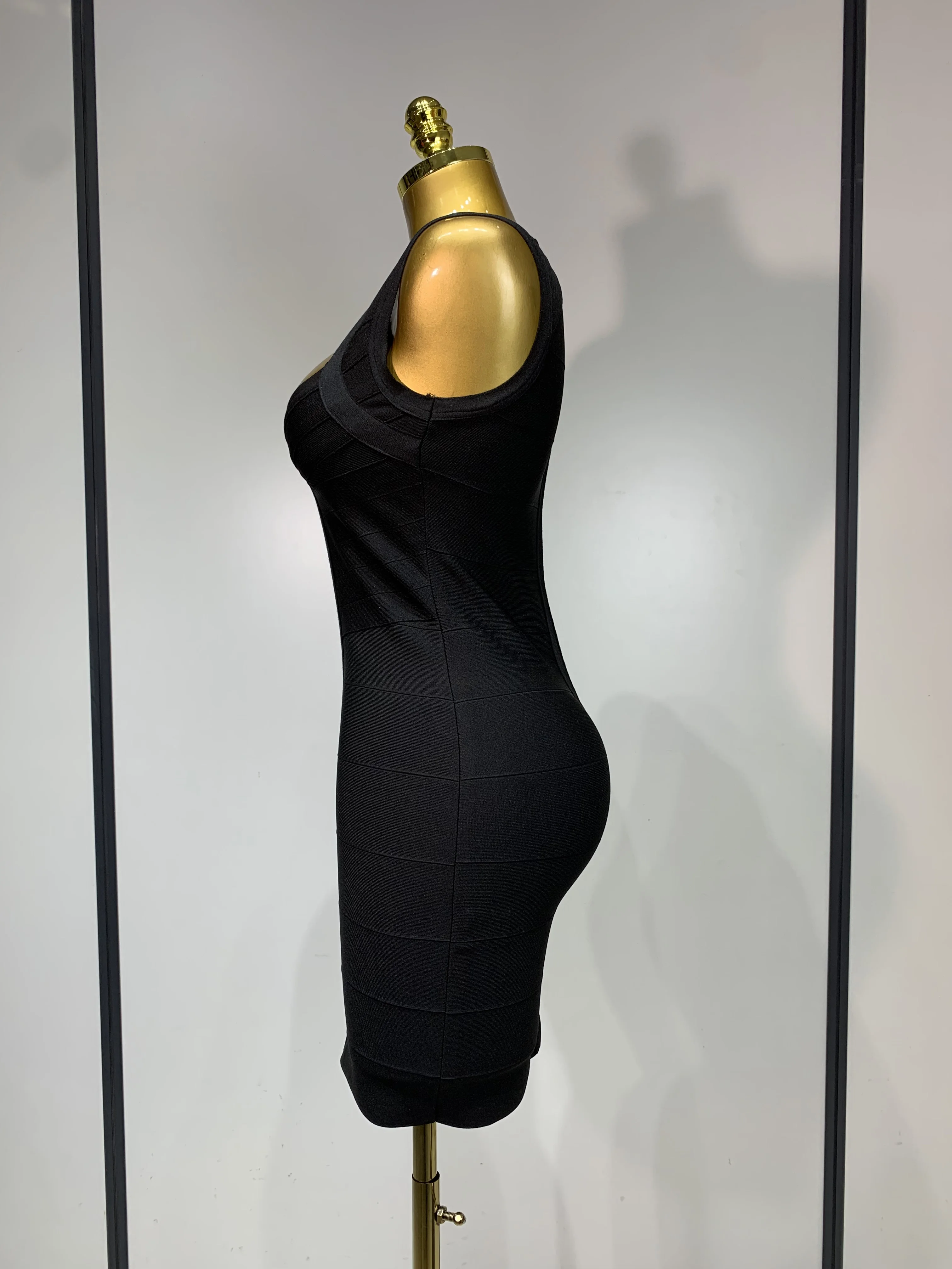 Women Sexy Sleeveless Deep V-neck Bodycon Mini Bandage Dresses Elegant Evening Party Luxury Birthday Club Prom Gown