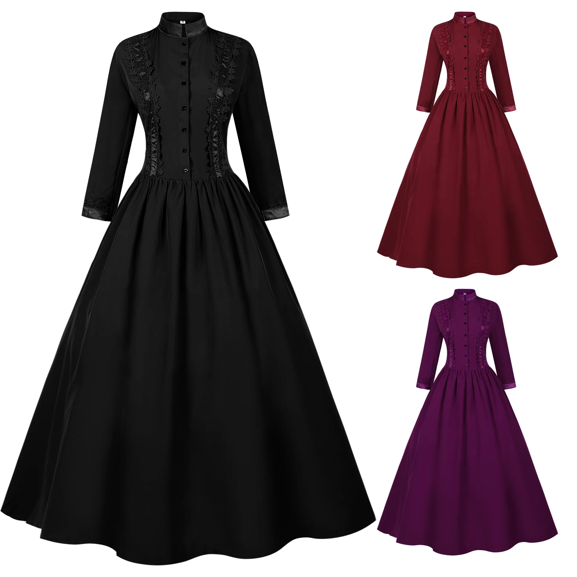 New Medieval Gothic Victorian Civil War Ball Gown Queen Princess Dress Masquerade Royal Gothic Elegant Vampire Bride Swing Dress