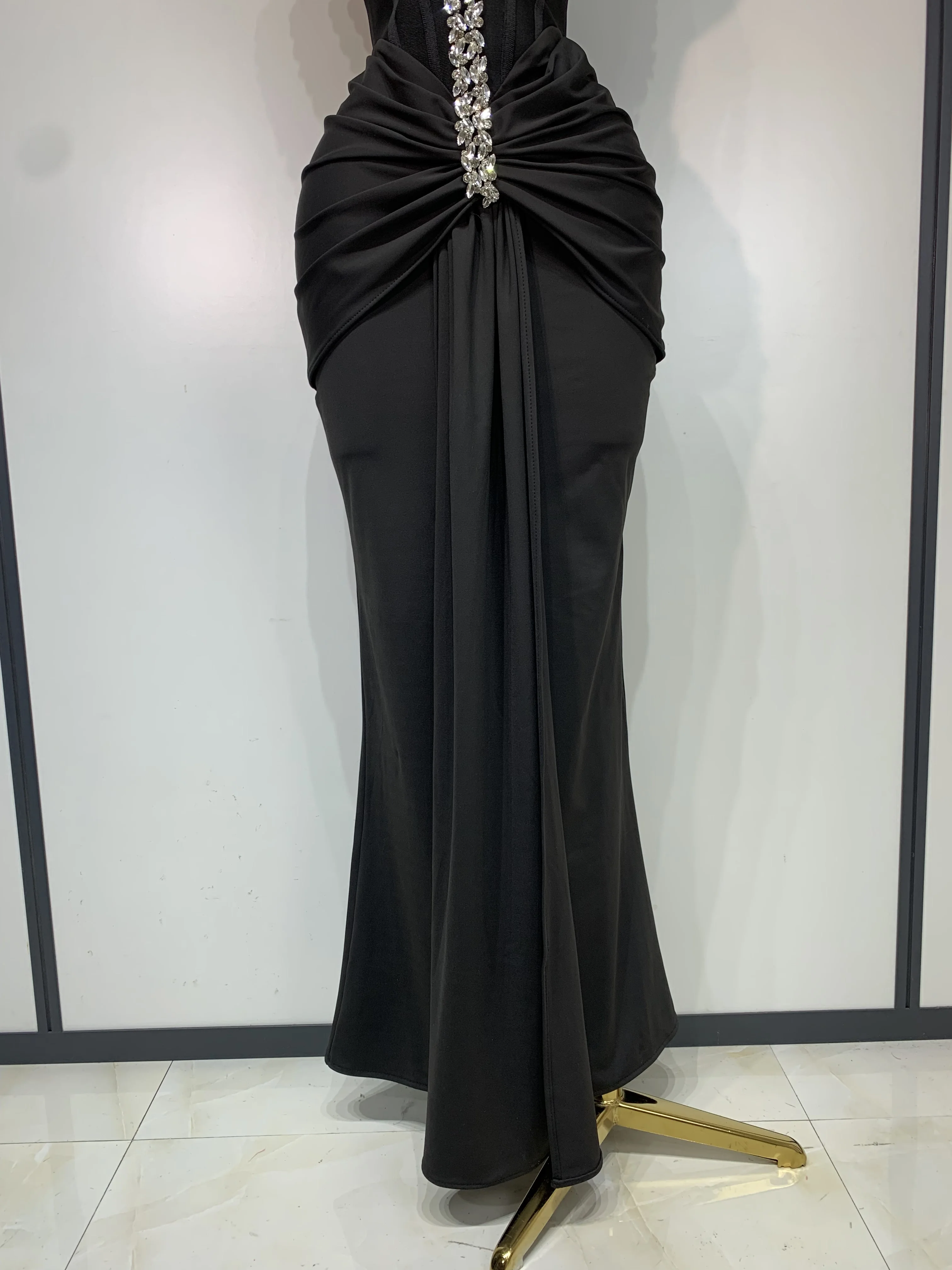 Women Sexy Off Shoulder Black Long Diamond Bodycon Bandage Dresses Celebrity Elegant Evening Party Nightclub Wedding Guest Dress