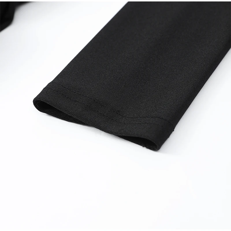 Women Black Pleated Shoulder Pad Dress Fashion Full Sleeve High Collar Slim Mini Dresses 2025 Lady Daily Commute Elegant Gowns