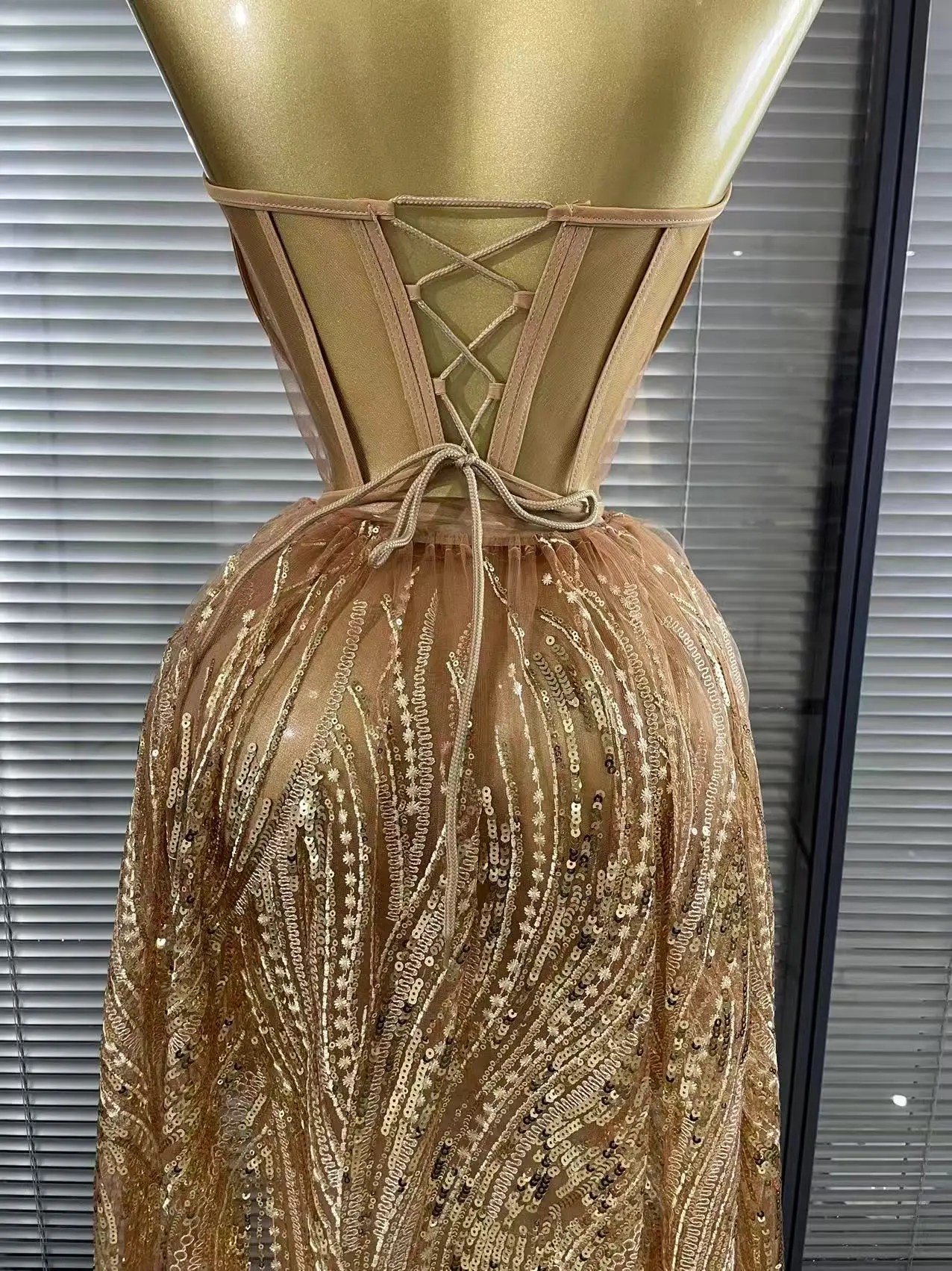 Women Sexy Strapless Mesh Crystal Maxi Dress See Through Party Singer Maxi Dress Stage Performance Costume