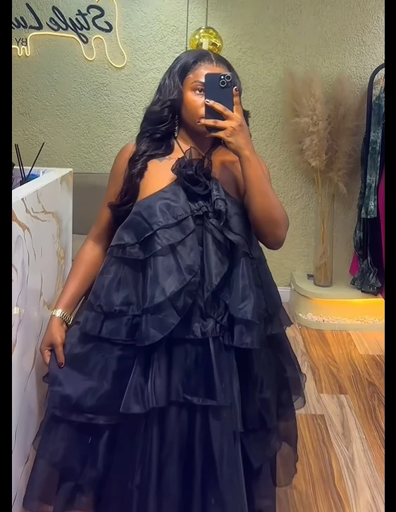 CM.YAYA Women Sleeveless Ruffles Loose Ball Gown Smock Strap Maxi Long Sexy Dress 2025 Birthday Vacation Party Dresses Vestidos