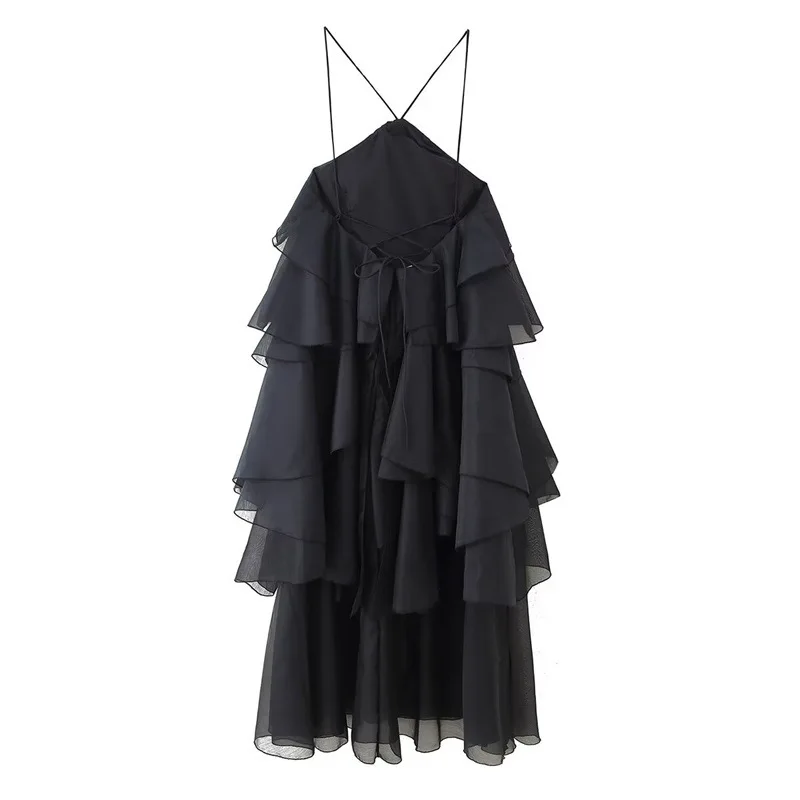 CM.YAYA Women Sleeveless Ruffles Loose Ball Gown Smock Strap Maxi Long Sexy Dress 2025 Birthday Vacation Party Dresses Vestidos