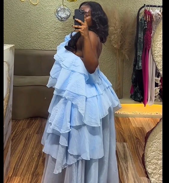 CM.YAYA Women Sleeveless Ruffles Loose Ball Gown Smock Strap Maxi Long Sexy Dress 2025 Birthday Vacation Party Dresses Vestidos