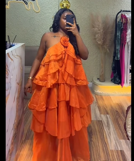 CM.YAYA Women Sleeveless Ruffles Loose Ball Gown Smock Strap Maxi Long Sexy Dress 2025 Birthday Vacation Party Dresses Vestidos