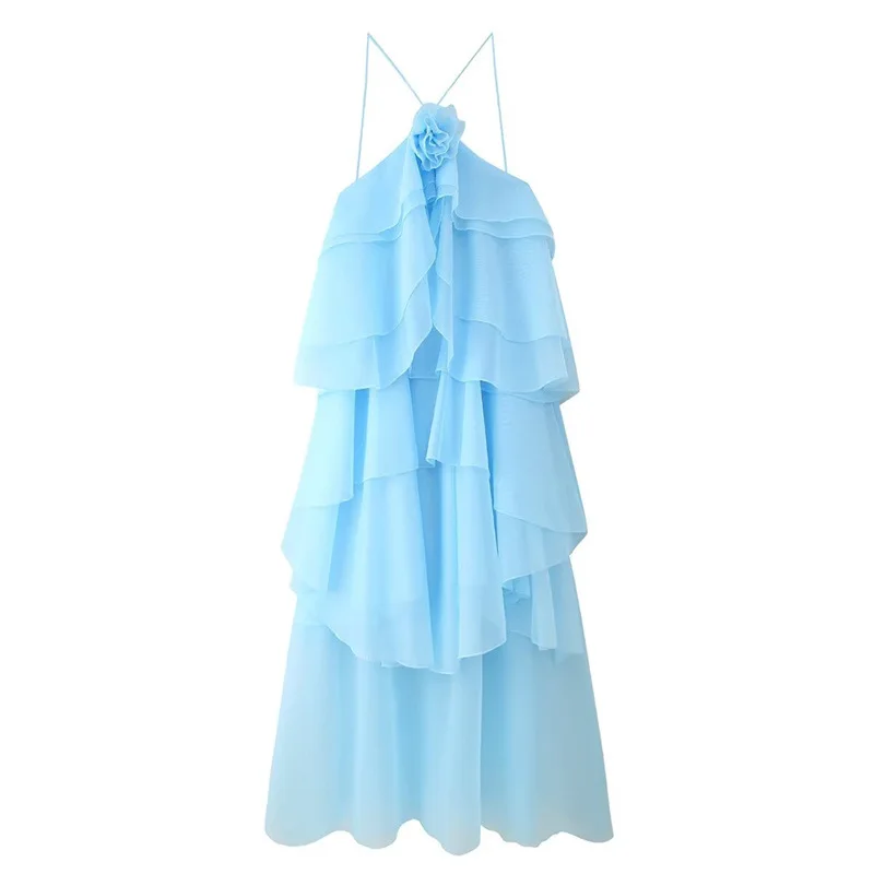 CM.YAYA Women Sleeveless Ruffles Loose Ball Gown Smock Strap Maxi Long Sexy Dress 2025 Birthday Vacation Party Dresses Vestidos