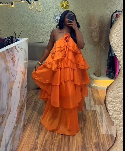 CM.YAYA Women Sleeveless Ruffles Loose Ball Gown Smock Strap Maxi Long Sexy Dress 2025 Birthday Vacation Party Dresses Vestidos