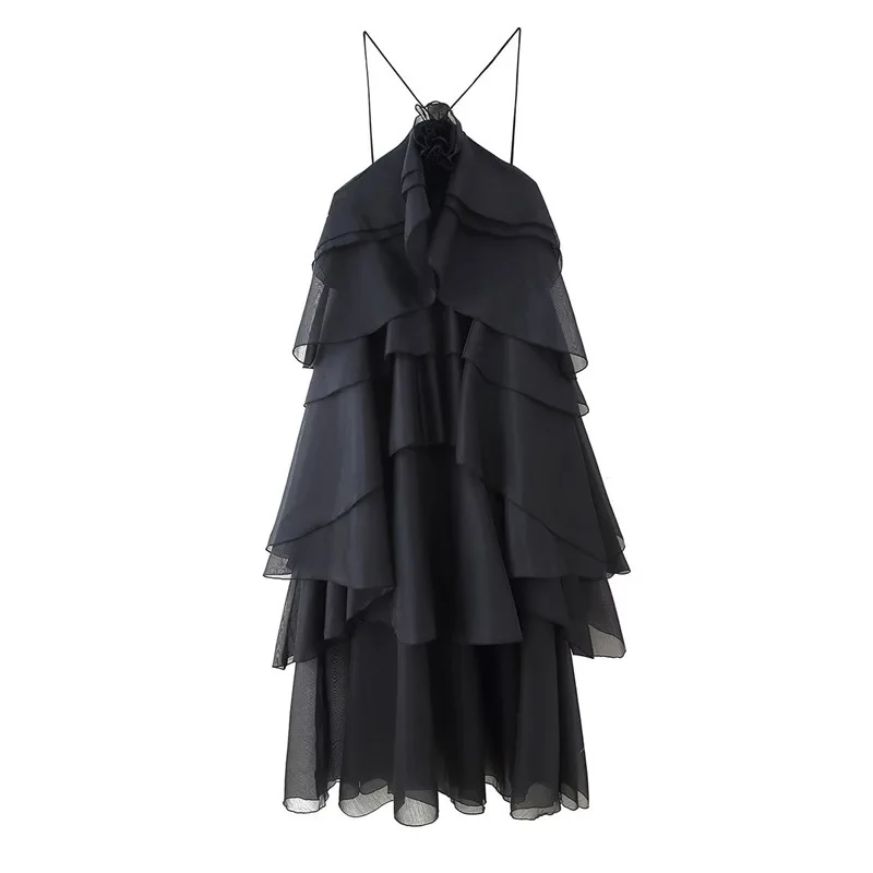 CM.YAYA Women Sleeveless Ruffles Loose Ball Gown Smock Strap Maxi Long Sexy Dress 2025 Birthday Vacation Party Dresses Vestidos