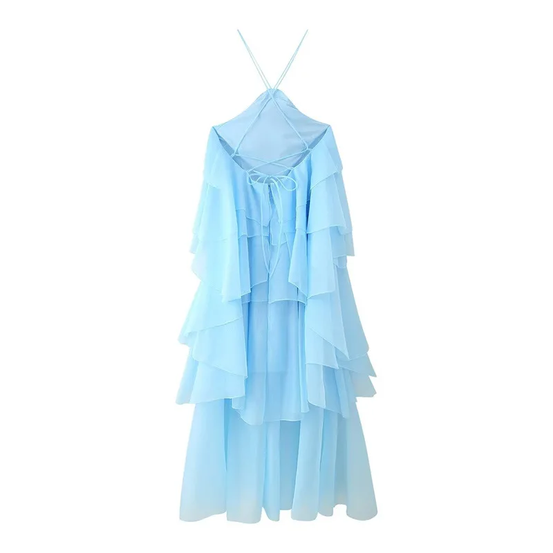 CM.YAYA Women Sleeveless Ruffles Loose Ball Gown Smock Strap Maxi Long Sexy Dress 2025 Birthday Vacation Party Dresses Vestidos