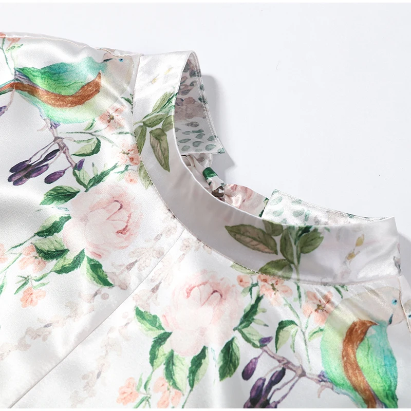Floral Print Women Dress Button Down Mock Neck Maxi Dresses Long Lantern Sleeve A-Line Waist Belt Flared Hem Elegant Streetwear