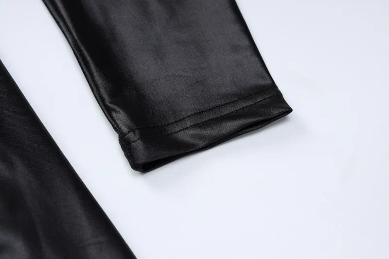 Sexy Imitation Leather Folds Slim Bodycon Dress Women Soild Color Long Sleeves Skinny Mini Dress Elegant Club Party Vestidos