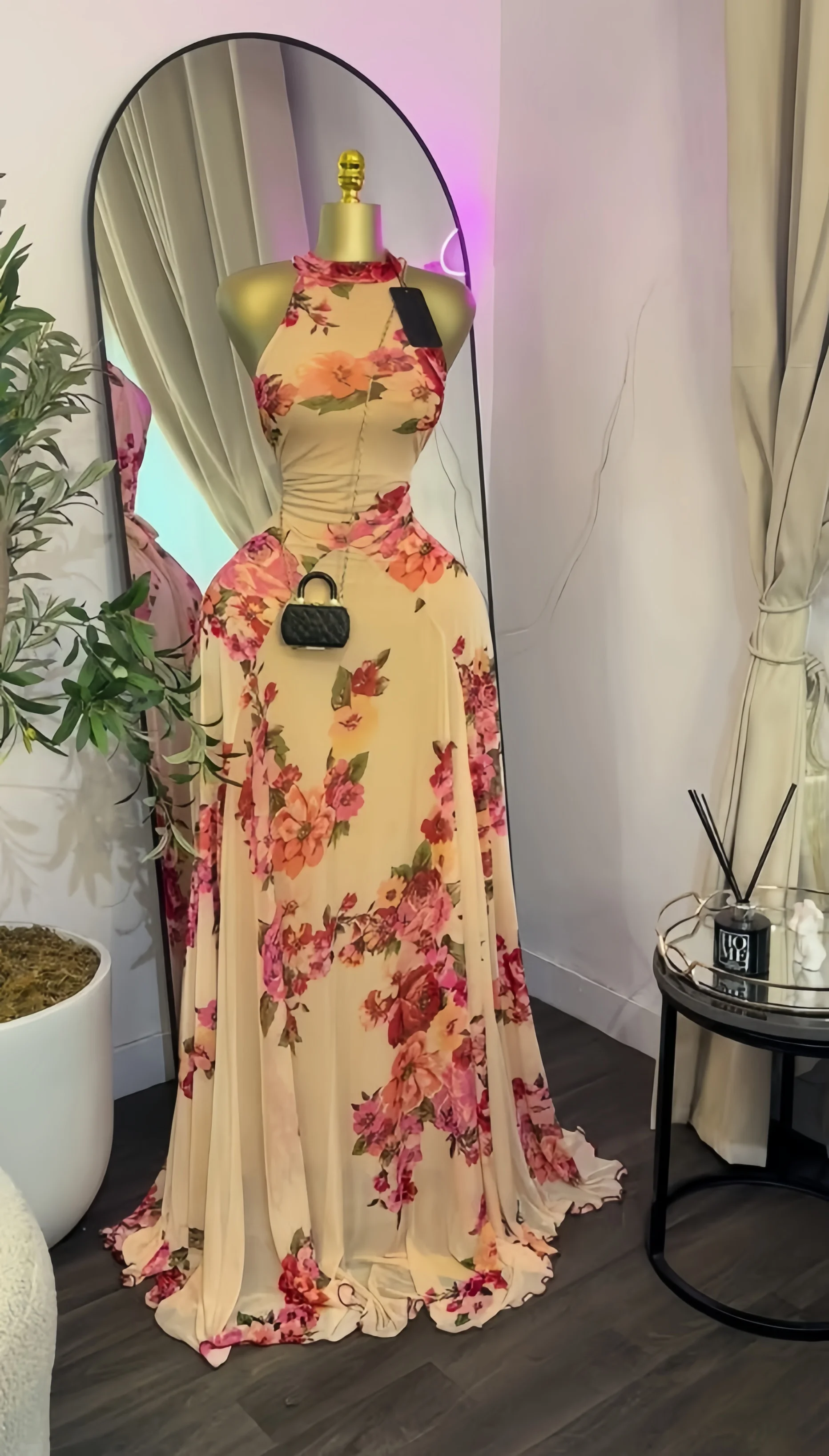 CM.YAYA 2026 Fall Women O-neck Sleeveless Print Mermaid Long Maxi Dress Cocktail Evening Birthday Beach Sexy Night Party Dresses