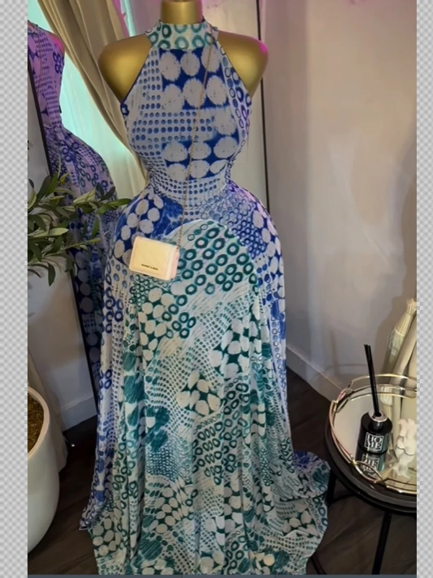 CM.YAYA 2026 Fall Women O-neck Sleeveless Print Mermaid Long Maxi Dress Cocktail Evening Birthday Beach Sexy Night Party Dresses