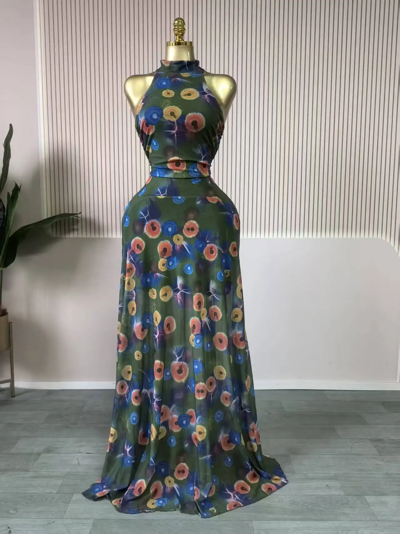 CM.YAYA 2026 Fall Women O-neck Sleeveless Print Mermaid Long Maxi Dress Cocktail Evening Birthday Beach Sexy Night Party Dresses