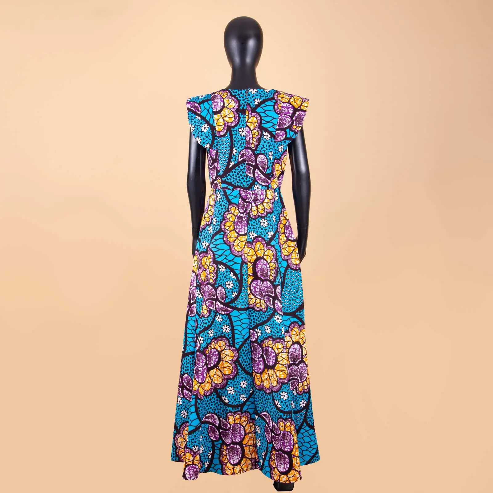 African Dresses for Women Dashiki Print Ankara Short Sleeve O-neck Floor Length Women A-Line Wax Cotton Dress AFRIPRIDE A1825017