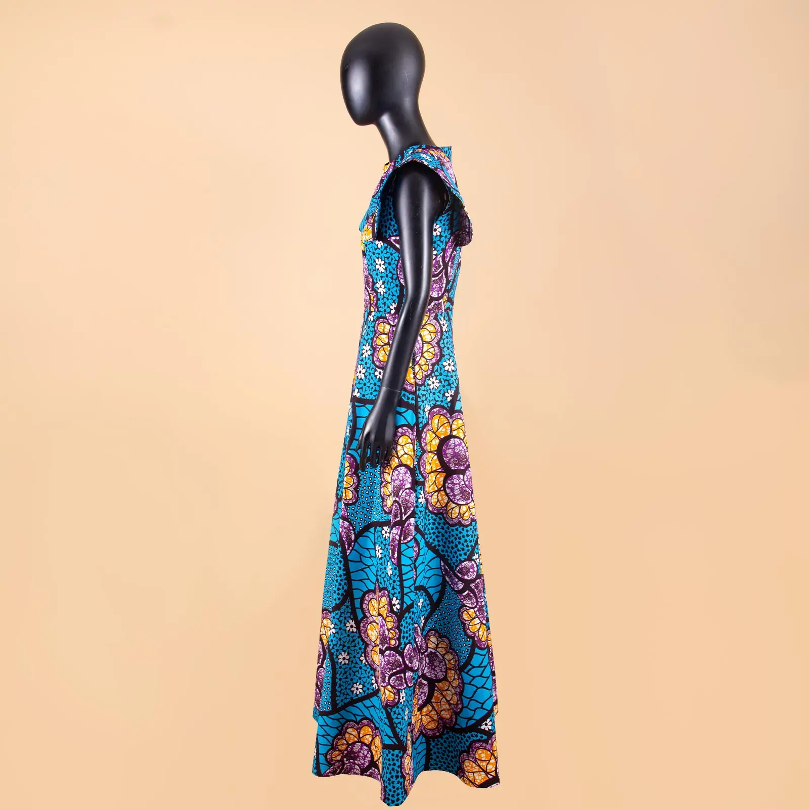 African Dresses for Women Dashiki Print Ankara Short Sleeve O-neck Floor Length Women A-Line Wax Cotton Dress AFRIPRIDE A1825017