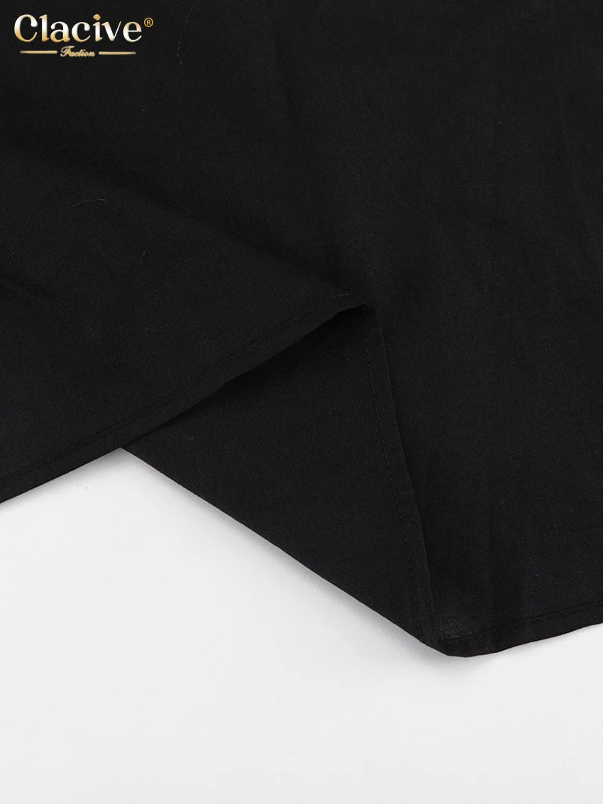 Clacive Sexy Loose Black Cotton Womens Dresses 2024 Summer Strap Sleeveless Ankle Length Dress Elegant Hollow Out Female Dress