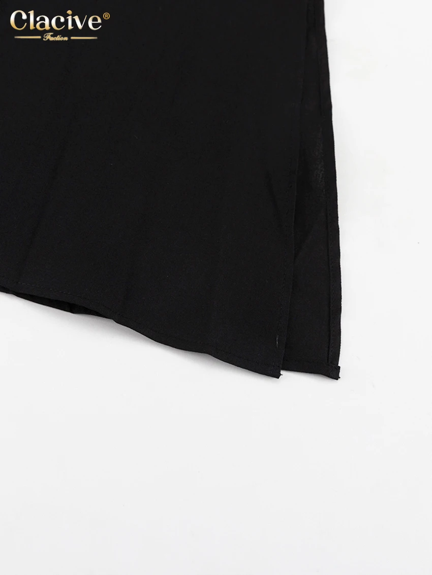 Clacive Sexy Loose Black Cotton Womens Dresses 2024 Summer Strap Sleeveless Ankle Length Dress Elegant Hollow Out Female Dress