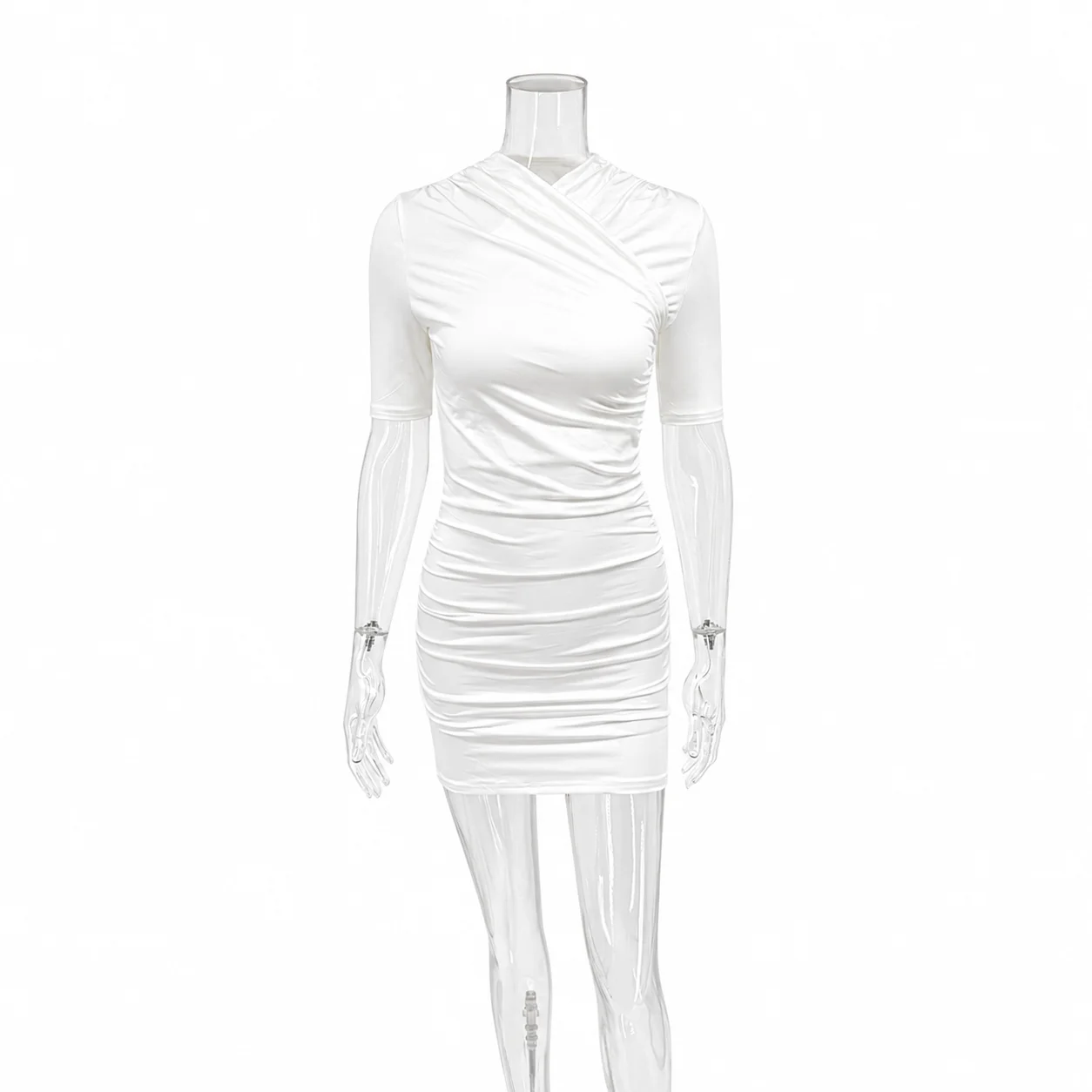 Talenza Elegant Ruched Mini Dress Women's Fashion Solid Vintage Brown Bodycon Sexy Dress Summer High Waist Party Y2k Women Dress