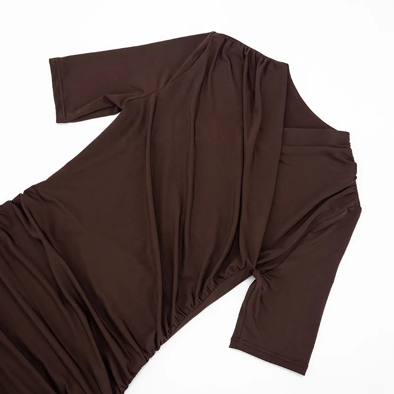 Talenza Elegant Ruched Mini Dress Women's Fashion Solid Vintage Brown Bodycon Sexy Dress Summer High Waist Party Y2k Women Dress