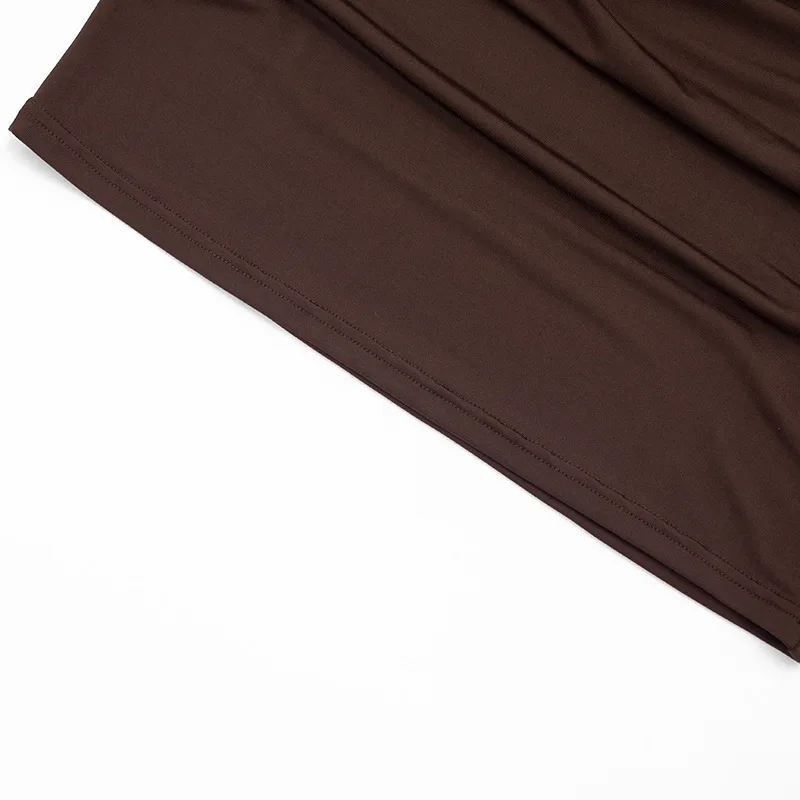 Talenza Elegant Ruched Mini Dress Women's Fashion Solid Vintage Brown Bodycon Sexy Dress Summer High Waist Party Y2k Women Dress