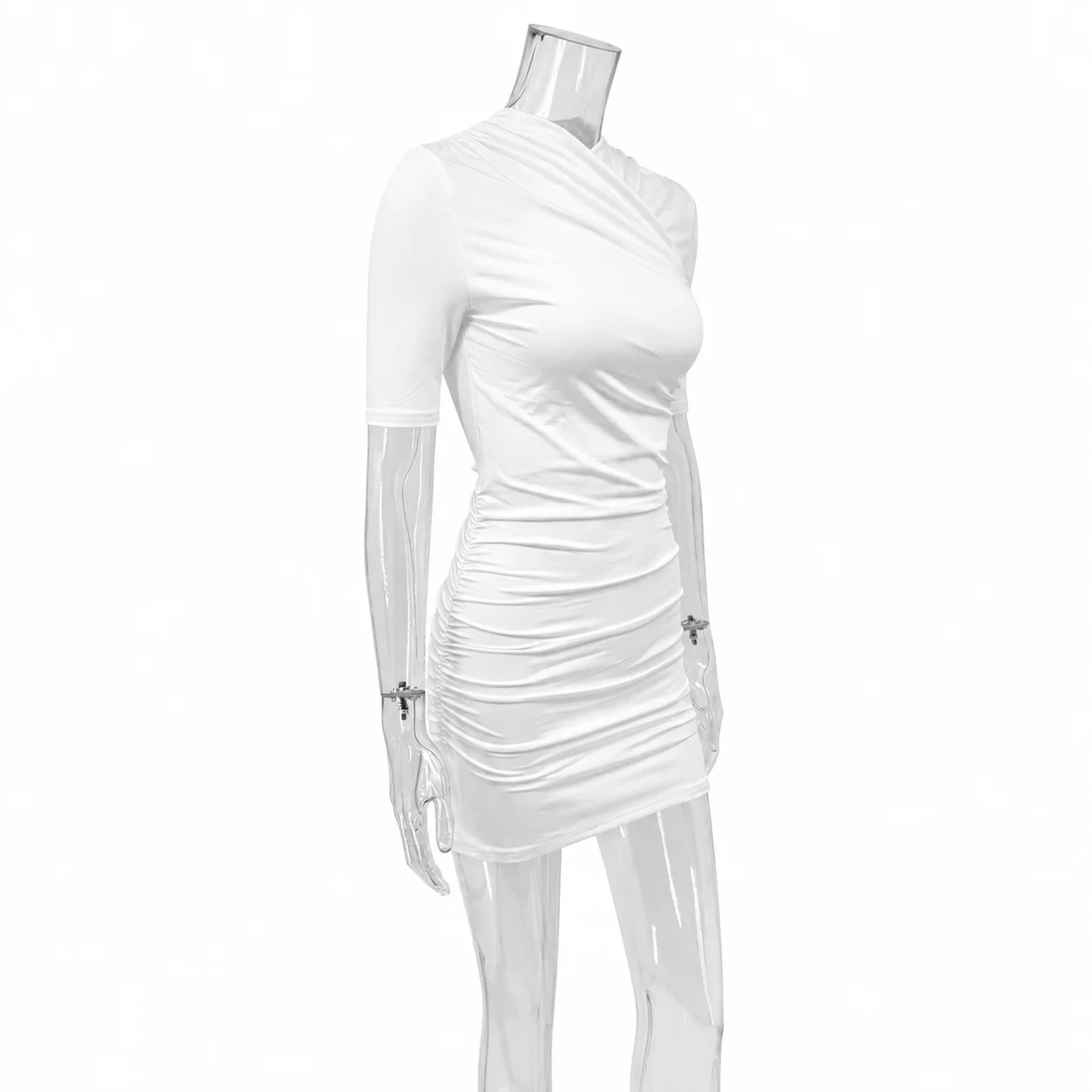 Talenza Elegant Ruched Mini Dress Women's Fashion Solid Vintage Brown Bodycon Sexy Dress Summer High Waist Party Y2k Women Dress