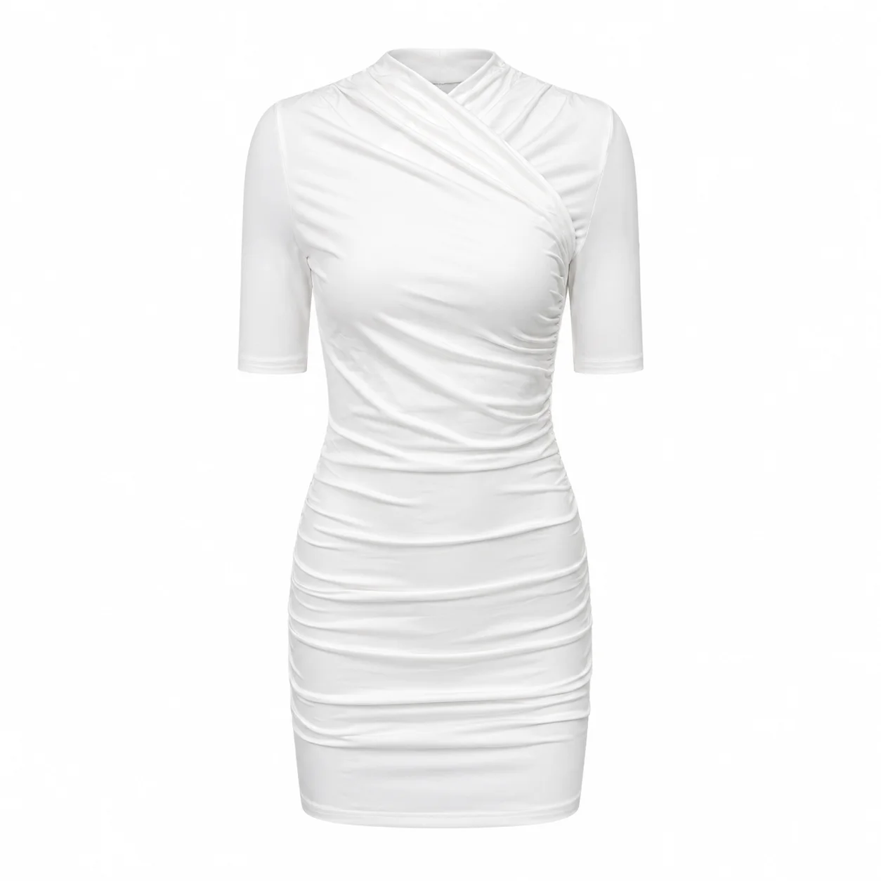 Talenza Elegant Ruched Mini Dress Women's Fashion Solid Vintage Brown Bodycon Sexy Dress Summer High Waist Party Y2k Women Dress