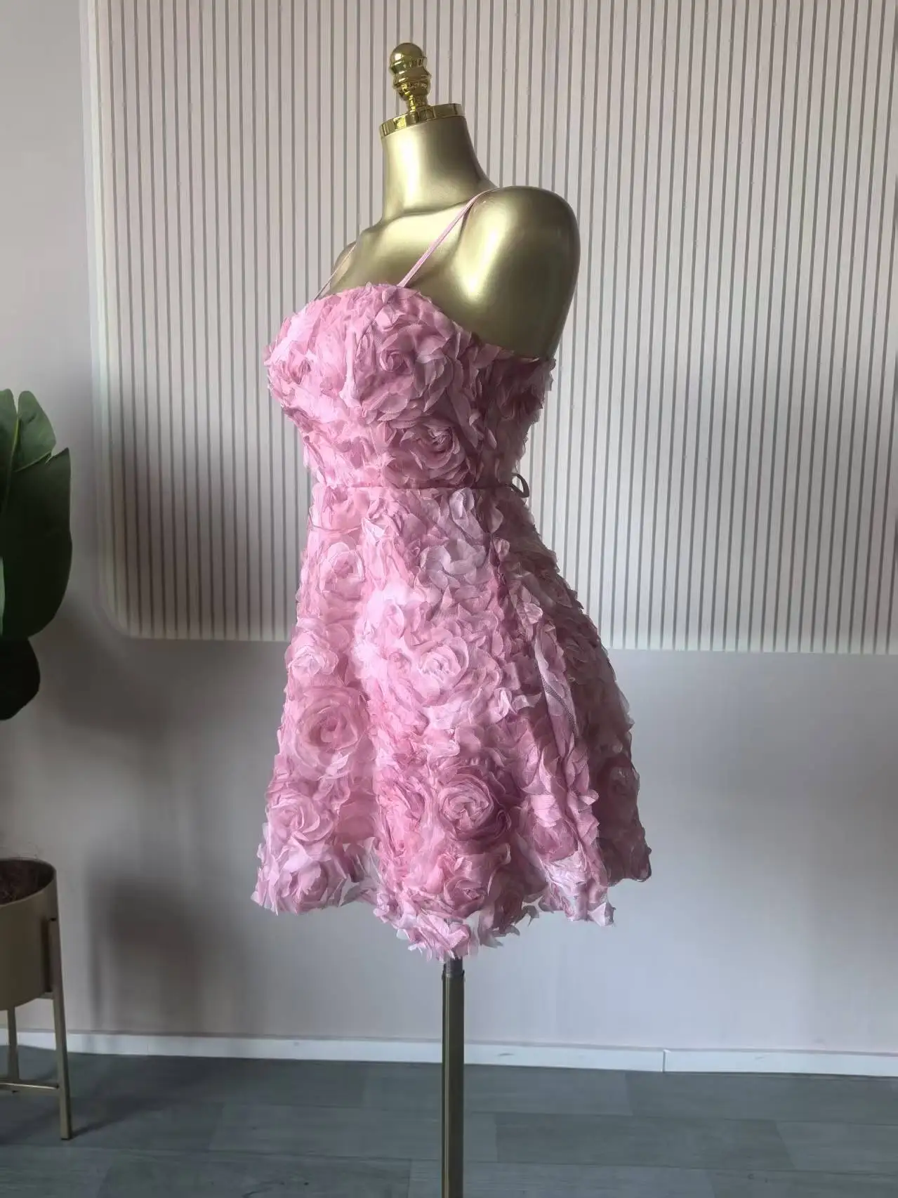 CM.YAYA Women Rose Floral Spaghetti Strap Lace Up Back Midi Mini A-line Dress 2026 Street Birthday Party Dresses Trendy Vestidos