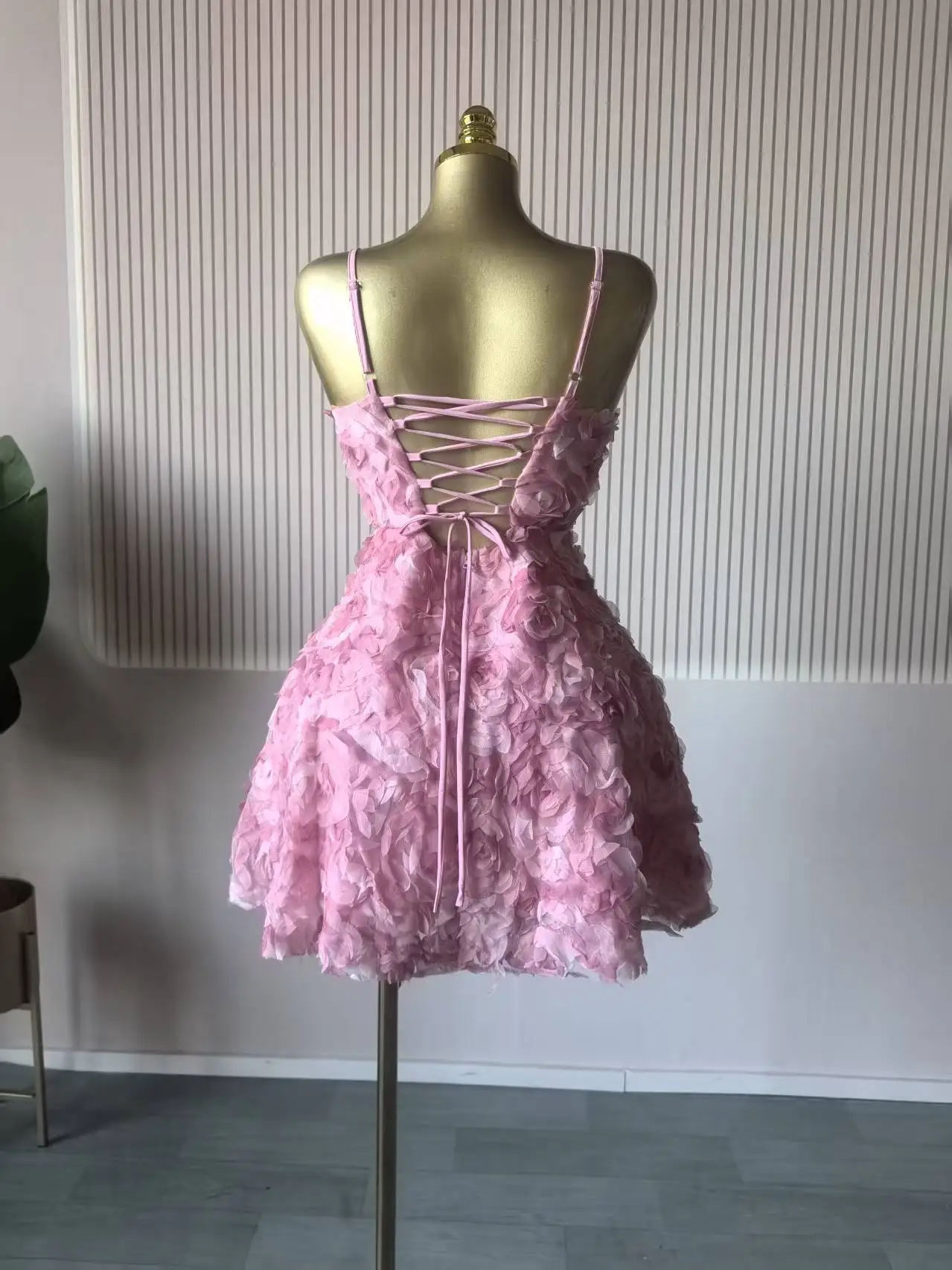 CM.YAYA Women Rose Floral Spaghetti Strap Lace Up Back Midi Mini A-line Dress 2026 Street Birthday Party Dresses Trendy Vestidos