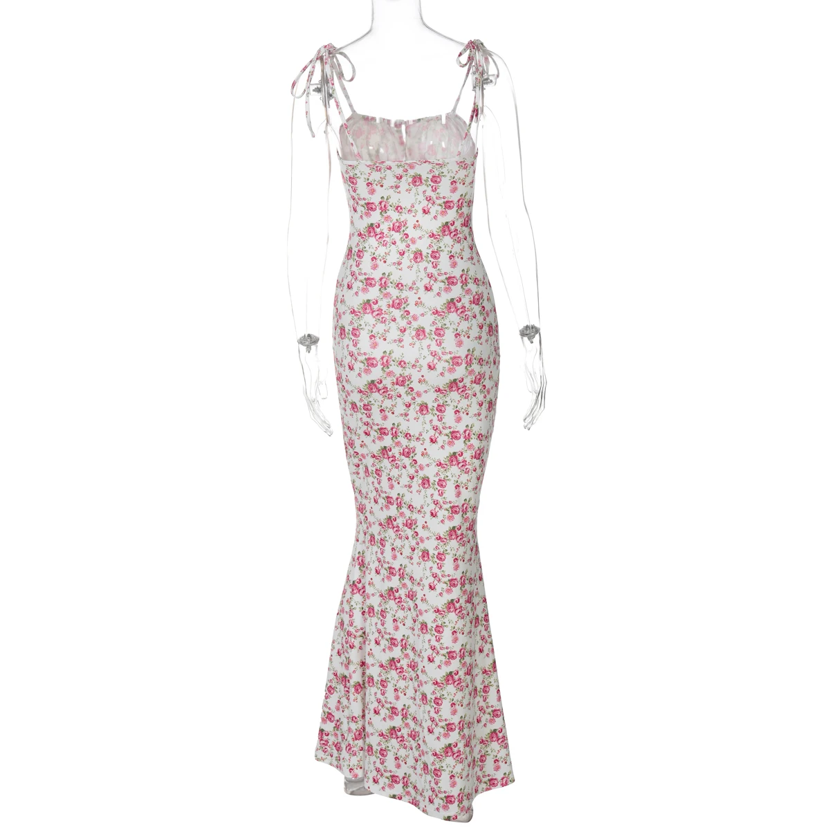 Hugcitar Floral Print Sleeveless Backless Slips Lace Up Maxi Dress Sexy Bodycon Summer Elegant Outfits Holiday Party Wholesale