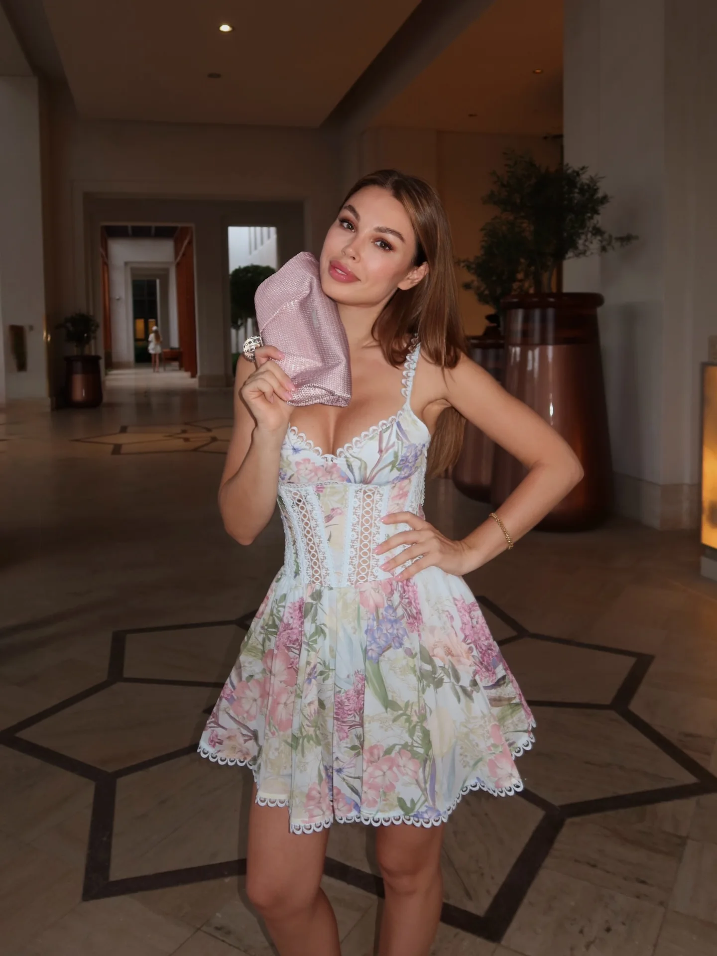 Elegant Floral Print Corset Mini Dress Women Lace Trim Sweetheart Neckline Dressess 2026 New Lady Summer Party Fashion Sundress